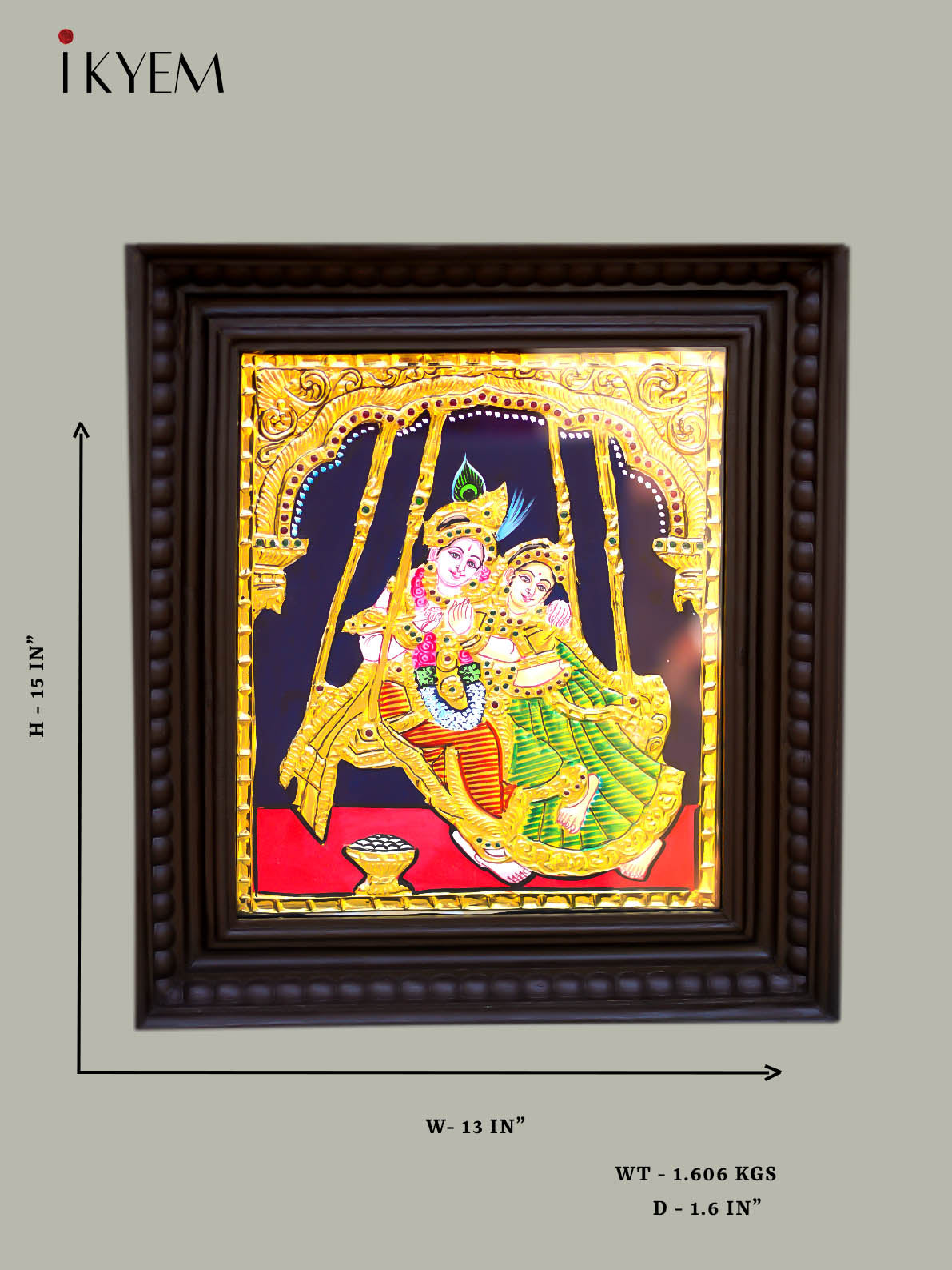 Radha Krishna - Tanjore Painting 15* 13 inches