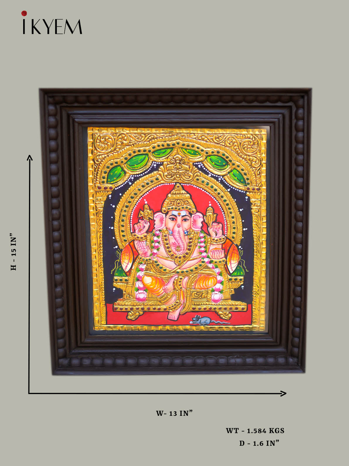 Ganesha - Tanjore Painting 15* 13 inches