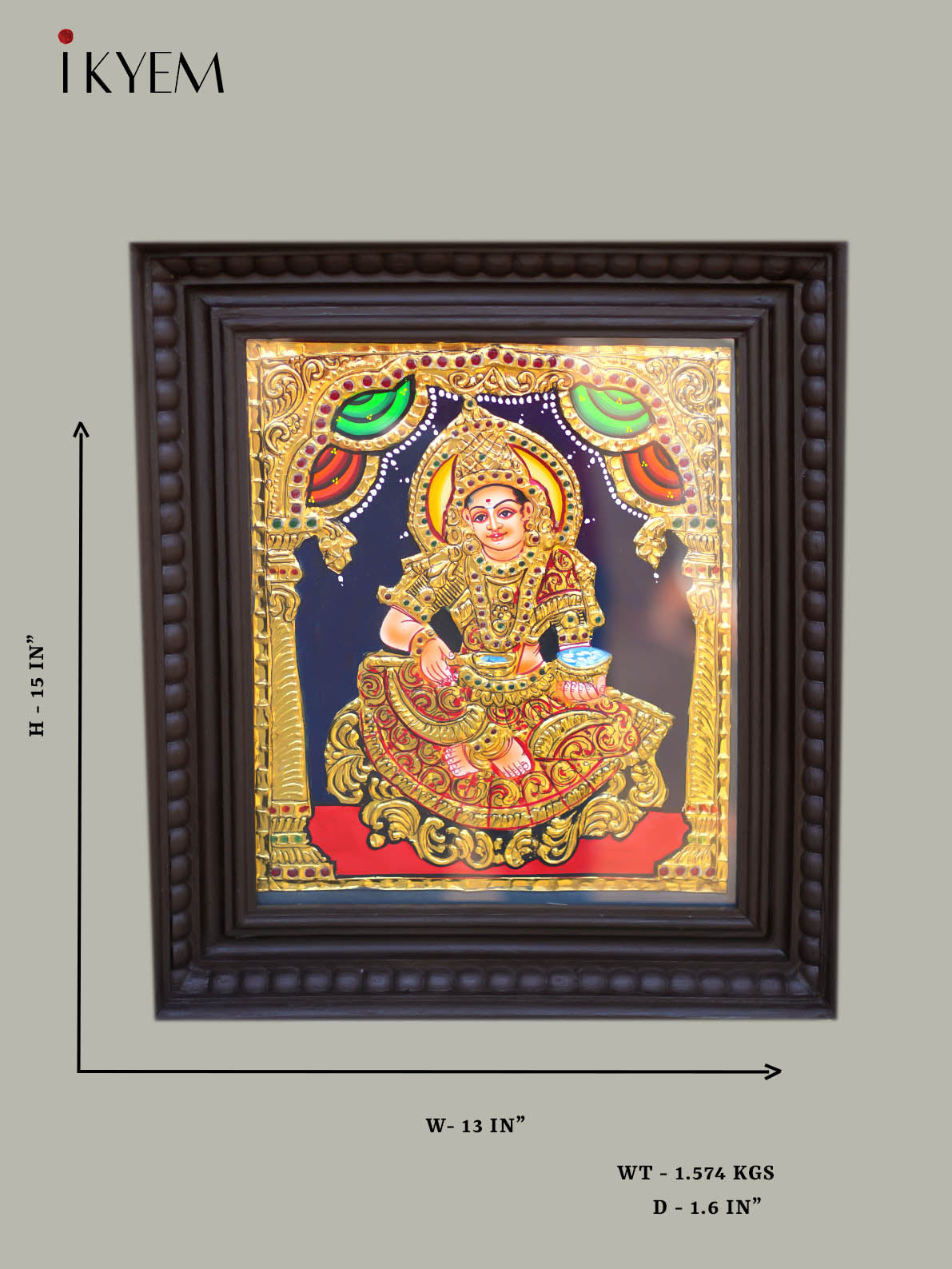 Goddess Annapoorani -  Tanjore Painting 15 * 13 inches