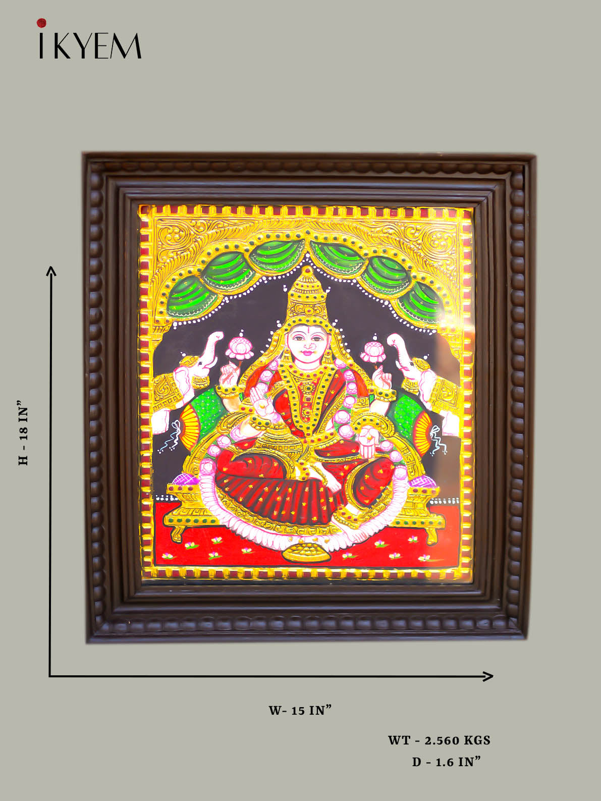 Gaja Lakshmi - Tanjore Painting 18 * 15 inches