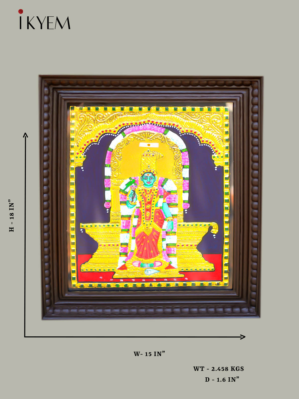 Madurai Meenakshi -   Tanjore Painting 18 * 15 inches