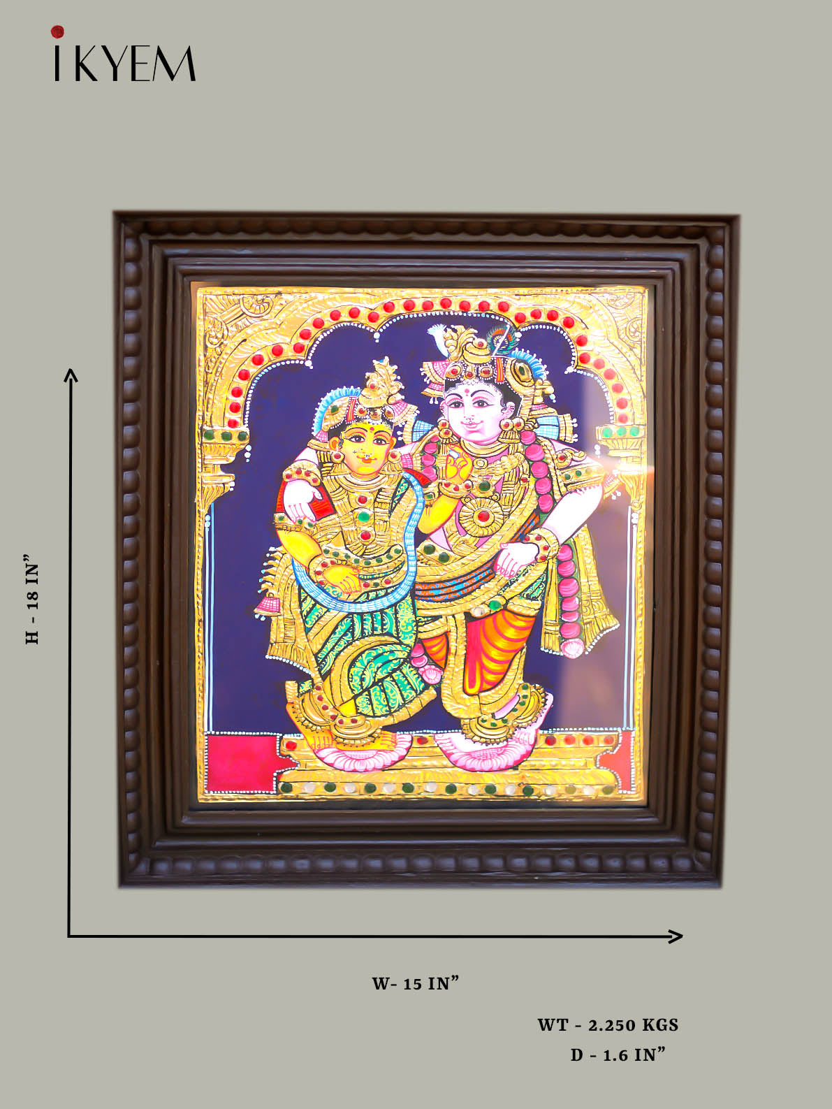 Radha Krishna -  Tanjore Painting 18 * 15 inches