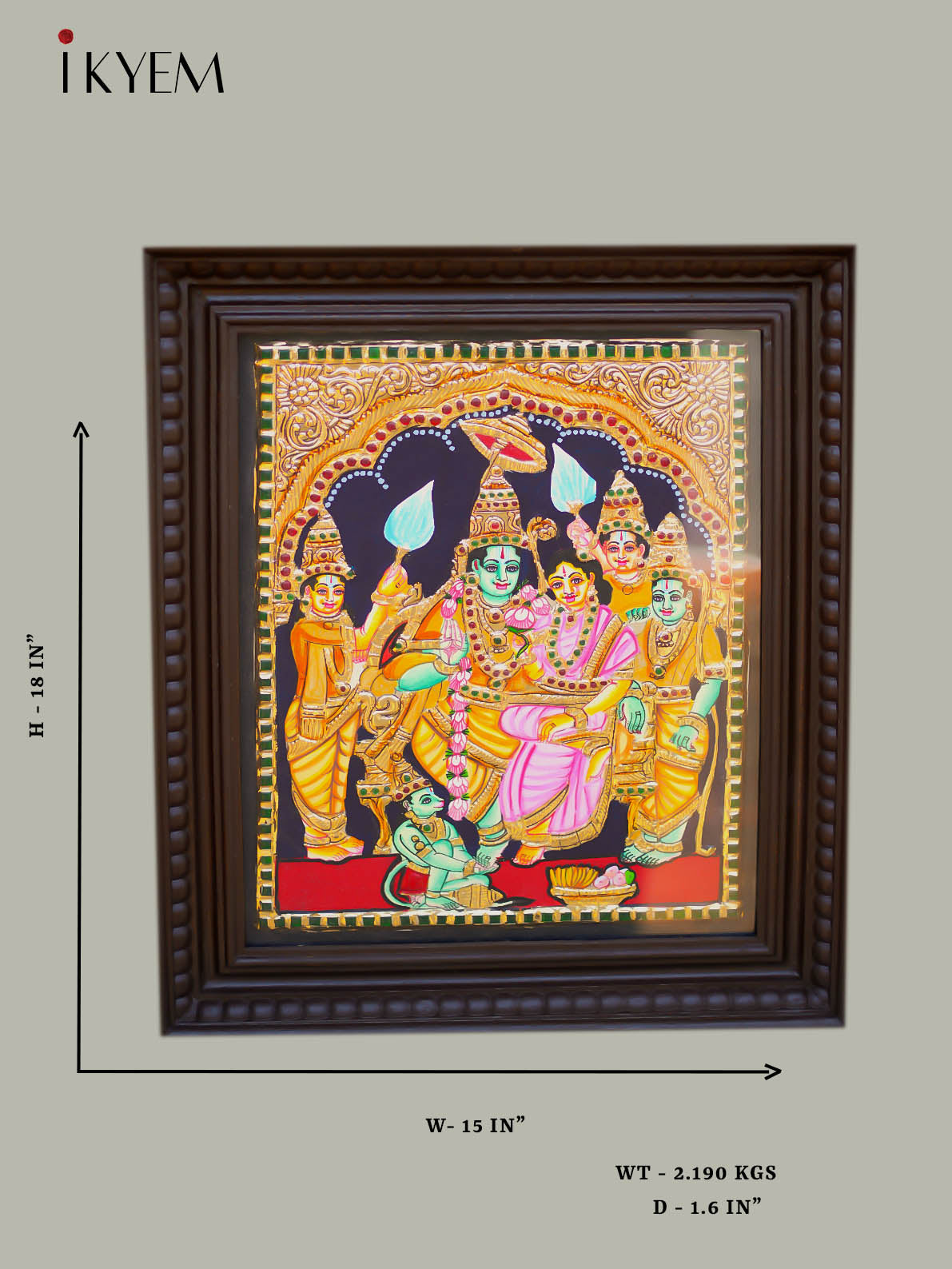 Ram Sita  Laxman  - Tanjore Painting 18 * 15 inches