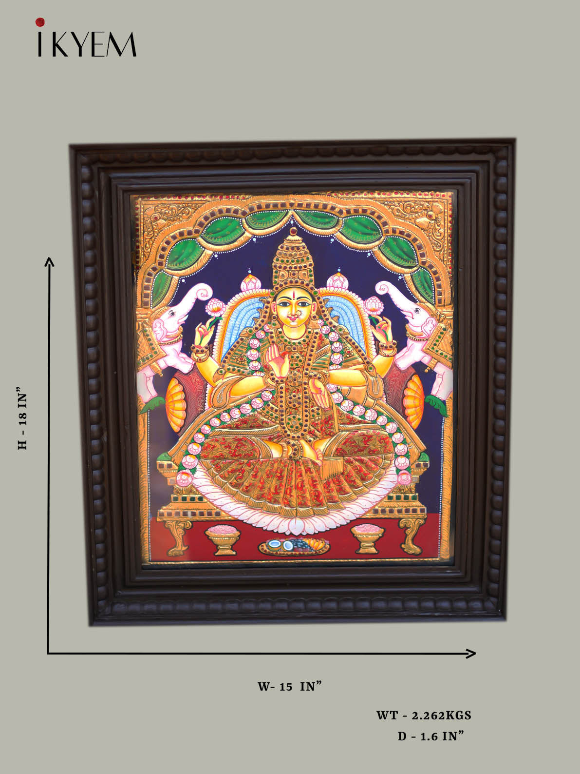 Gaja Lakshmi -   Tanjore Painting 15 * 18 Inches