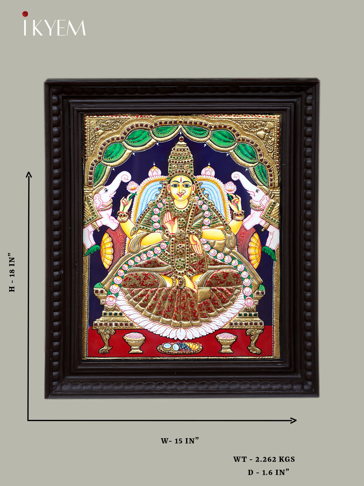 Gaja Lakshmi -   Tanjore Painting 15 * 18 Inches