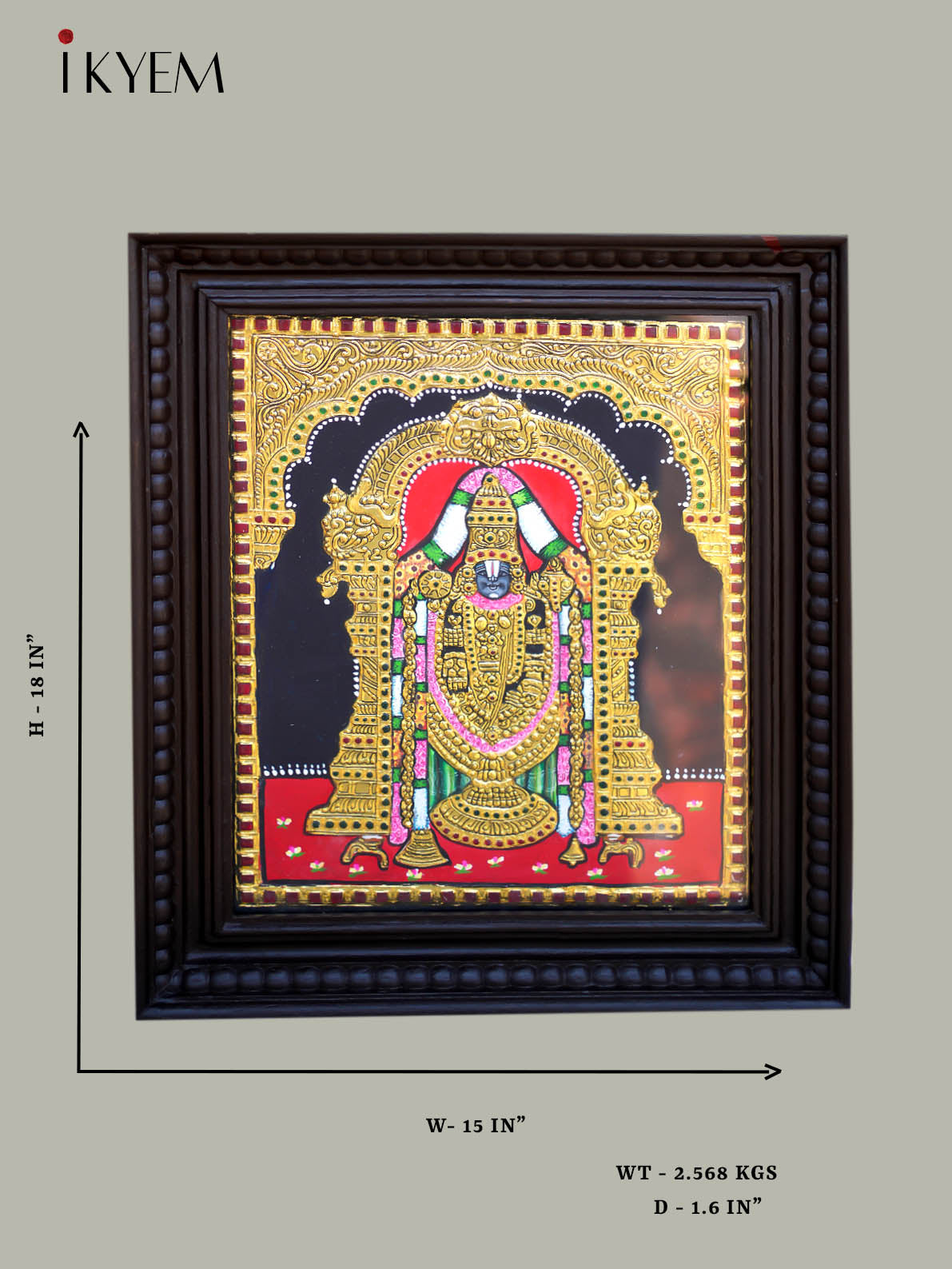 Balaji - Tanjore Painting 18 * 15 inches