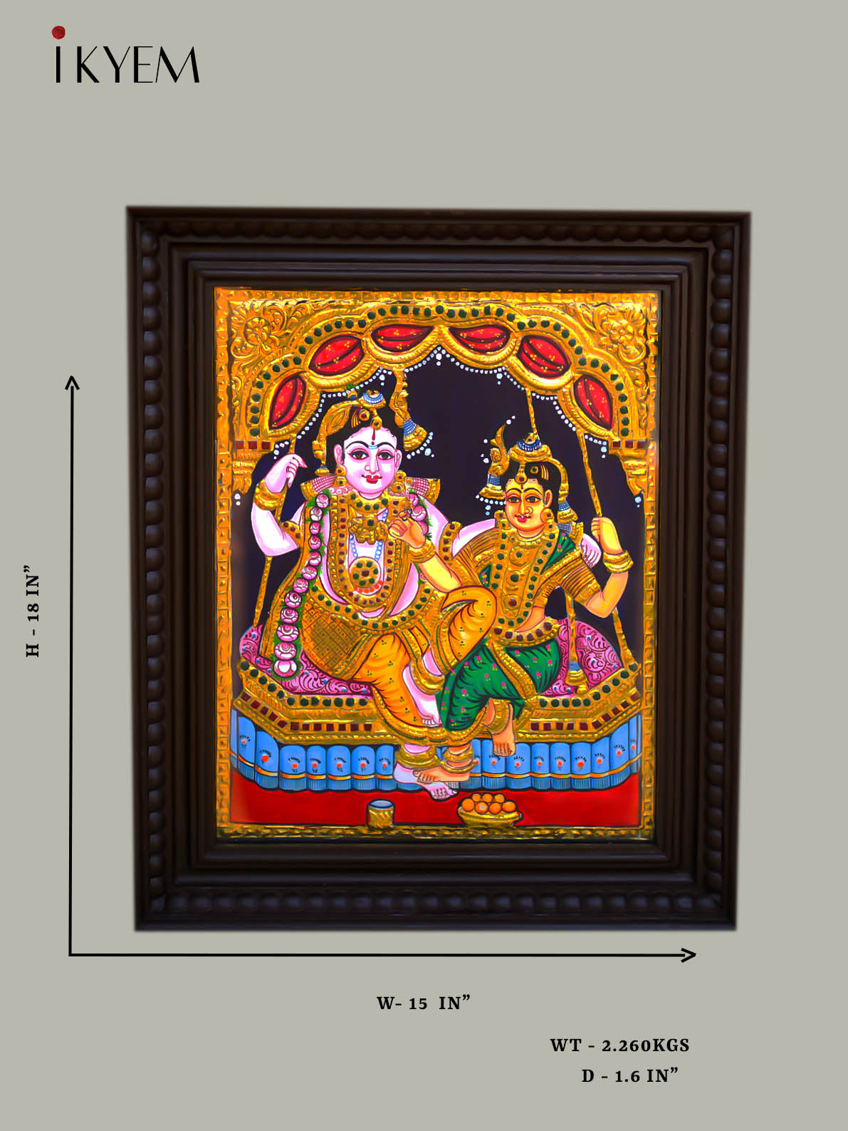 Radha Krishna - Tanjore Painting 18*15 "