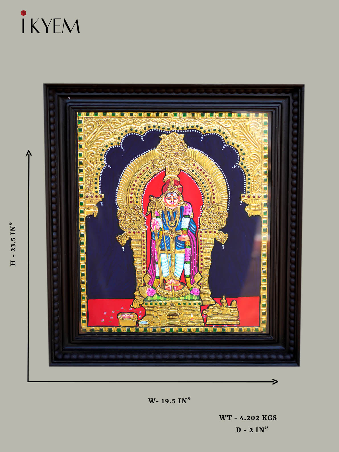 Lord Murugan - Tanjore Painting 24*20 inches