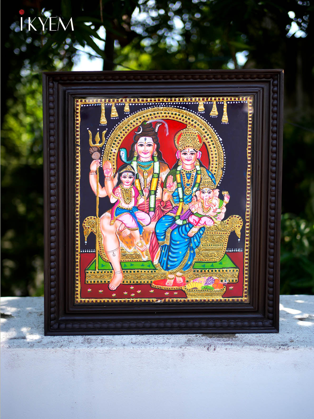 Shiva parvathy with ganesha , murugan - Tanjore painting 24*20 inches