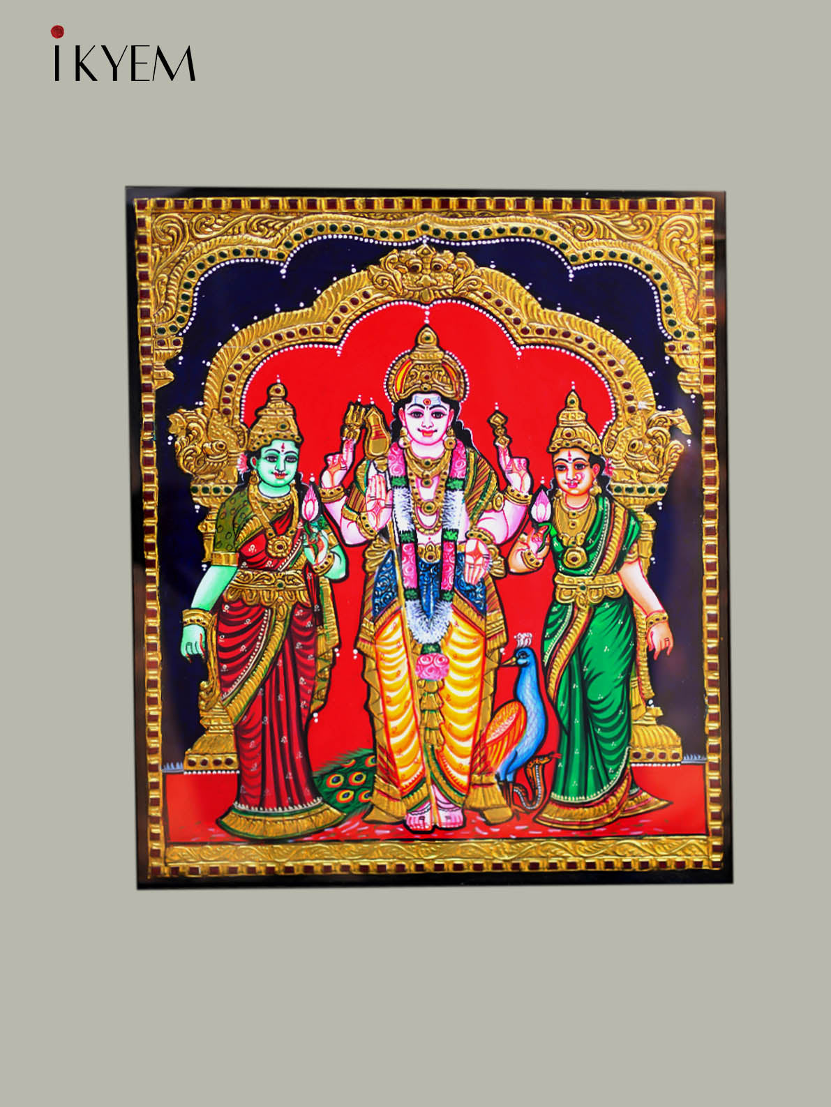 Lord Murugan with valli devaiyani - Tanjore Painting 24* 20 inches