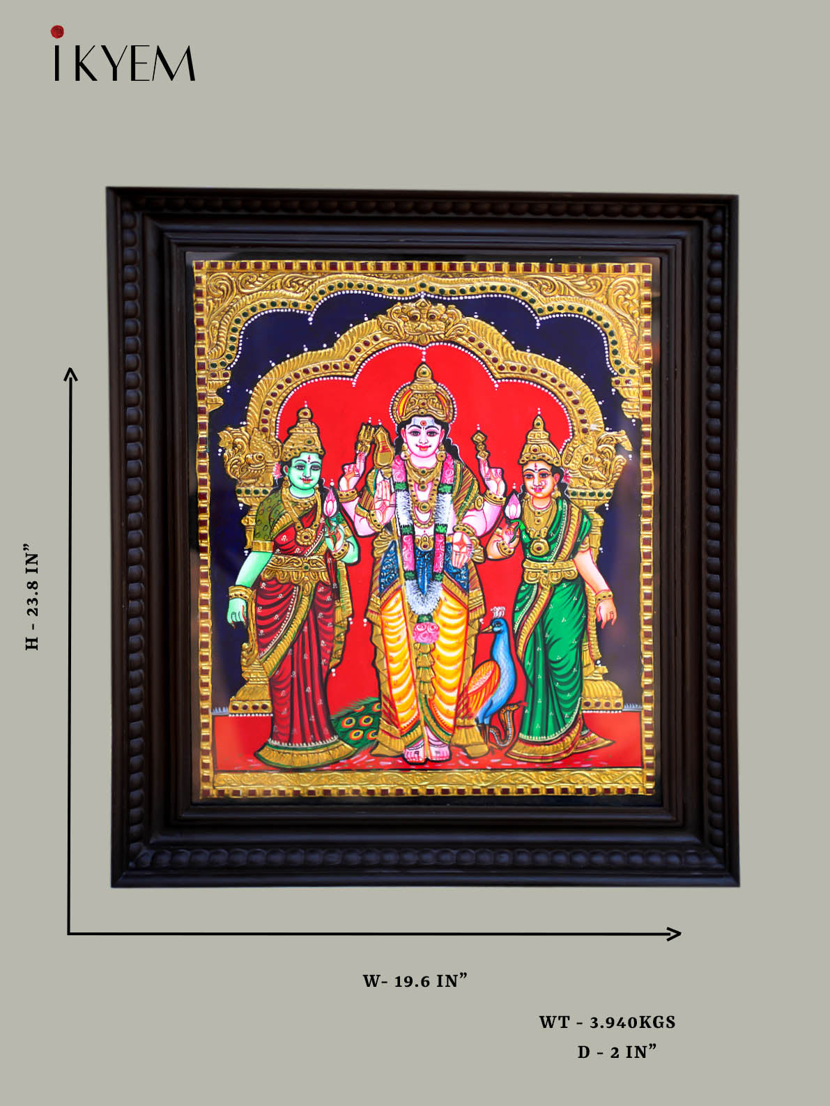 Lord Murugan with valli devaiyani - Tanjore Painting 24* 20 inches