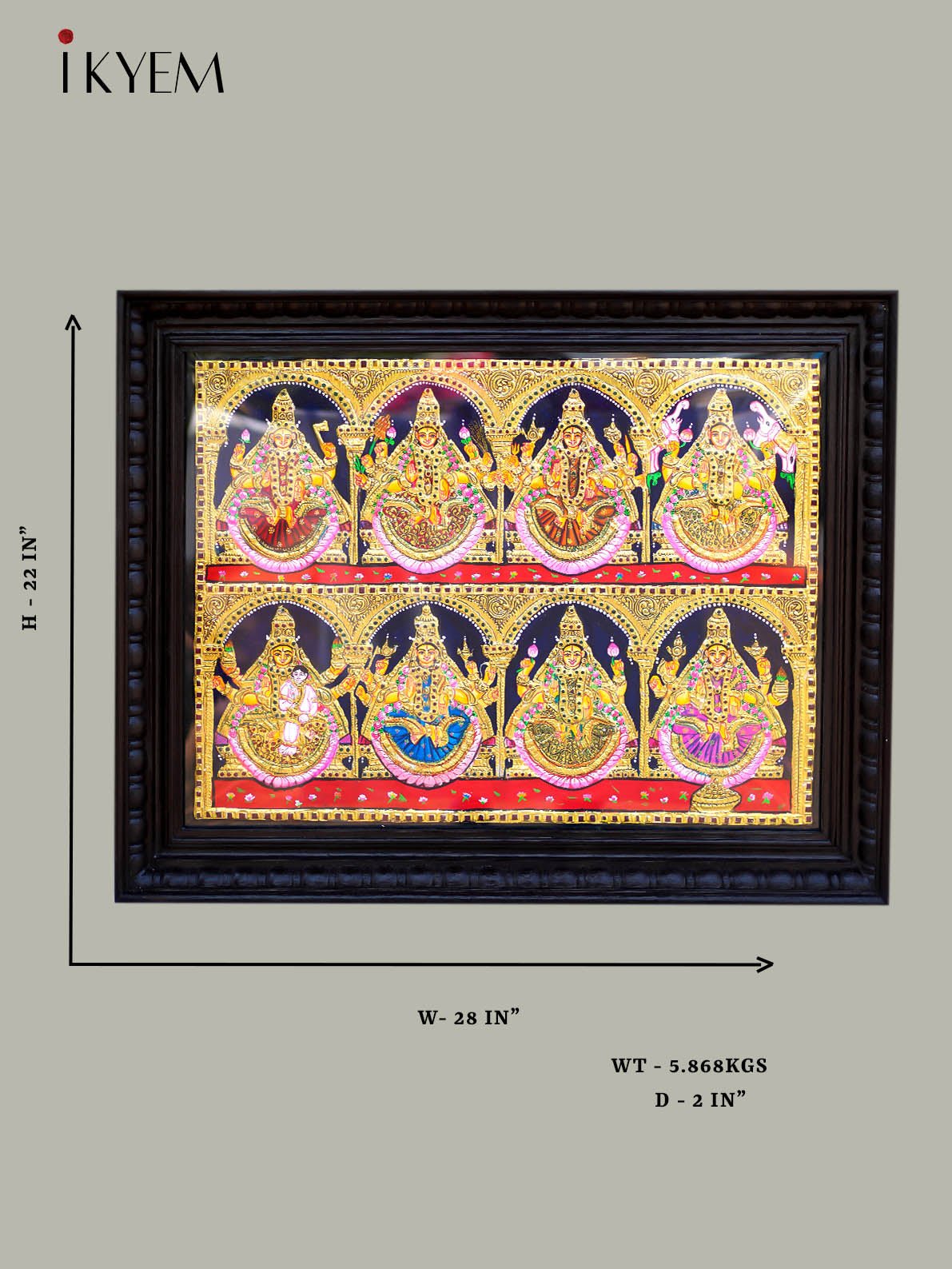 Ashtalakshmi - Tanjore Painting (22*28 inches)