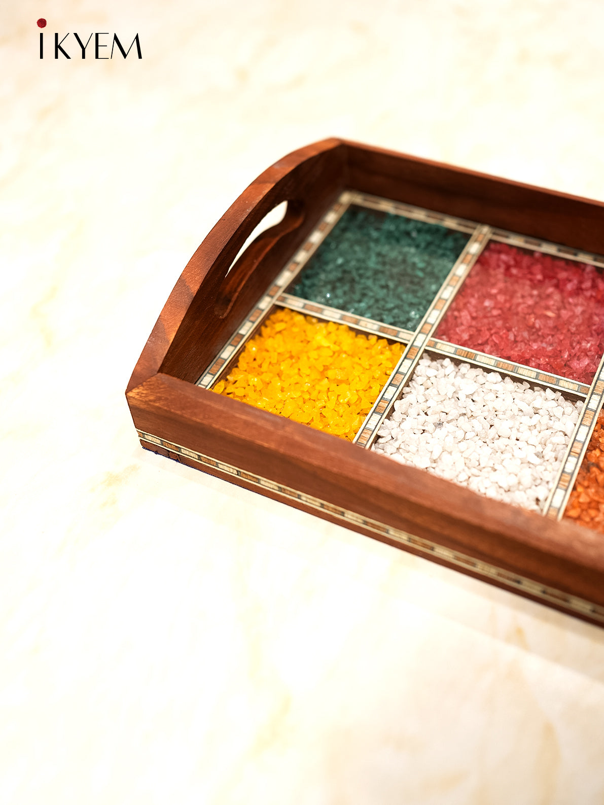 Wooden GemStone Tray (8.5 inches) - Assorted Stone Colors