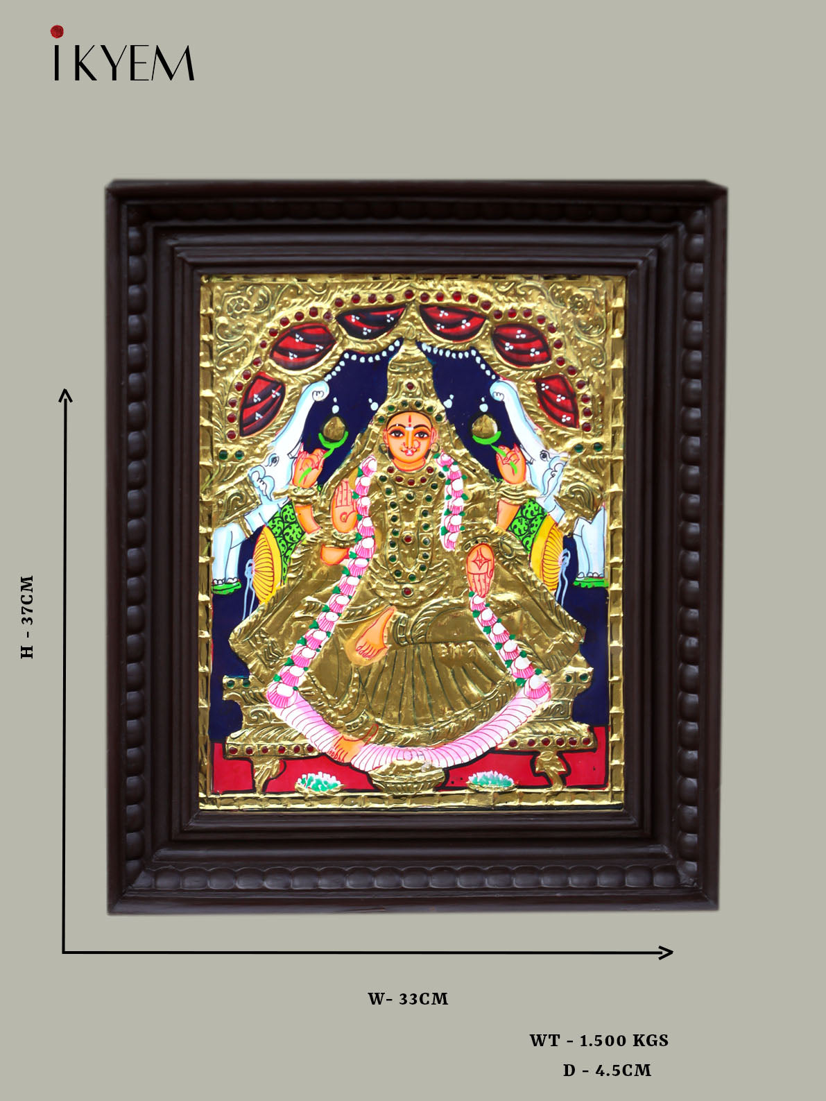 Goddess Gajalakshmi - Tanjore Painting