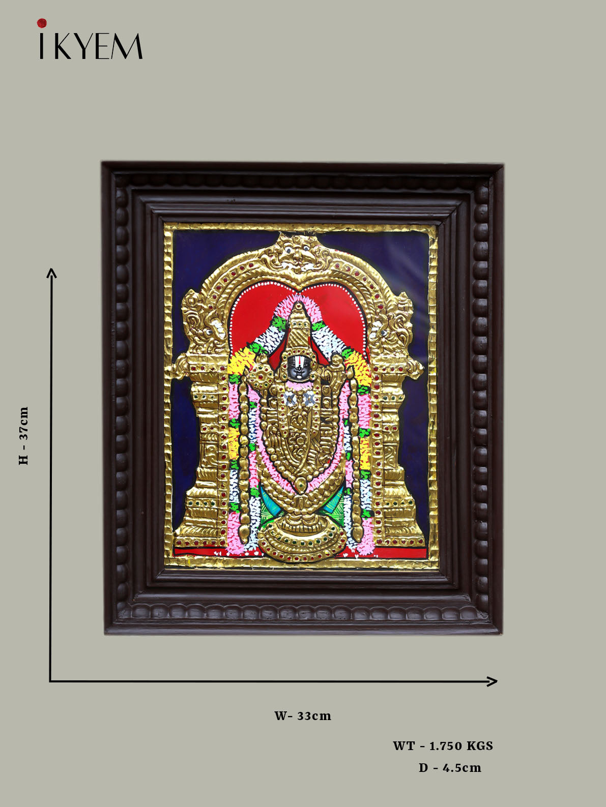 Lord Balaji - Tanjore Painting