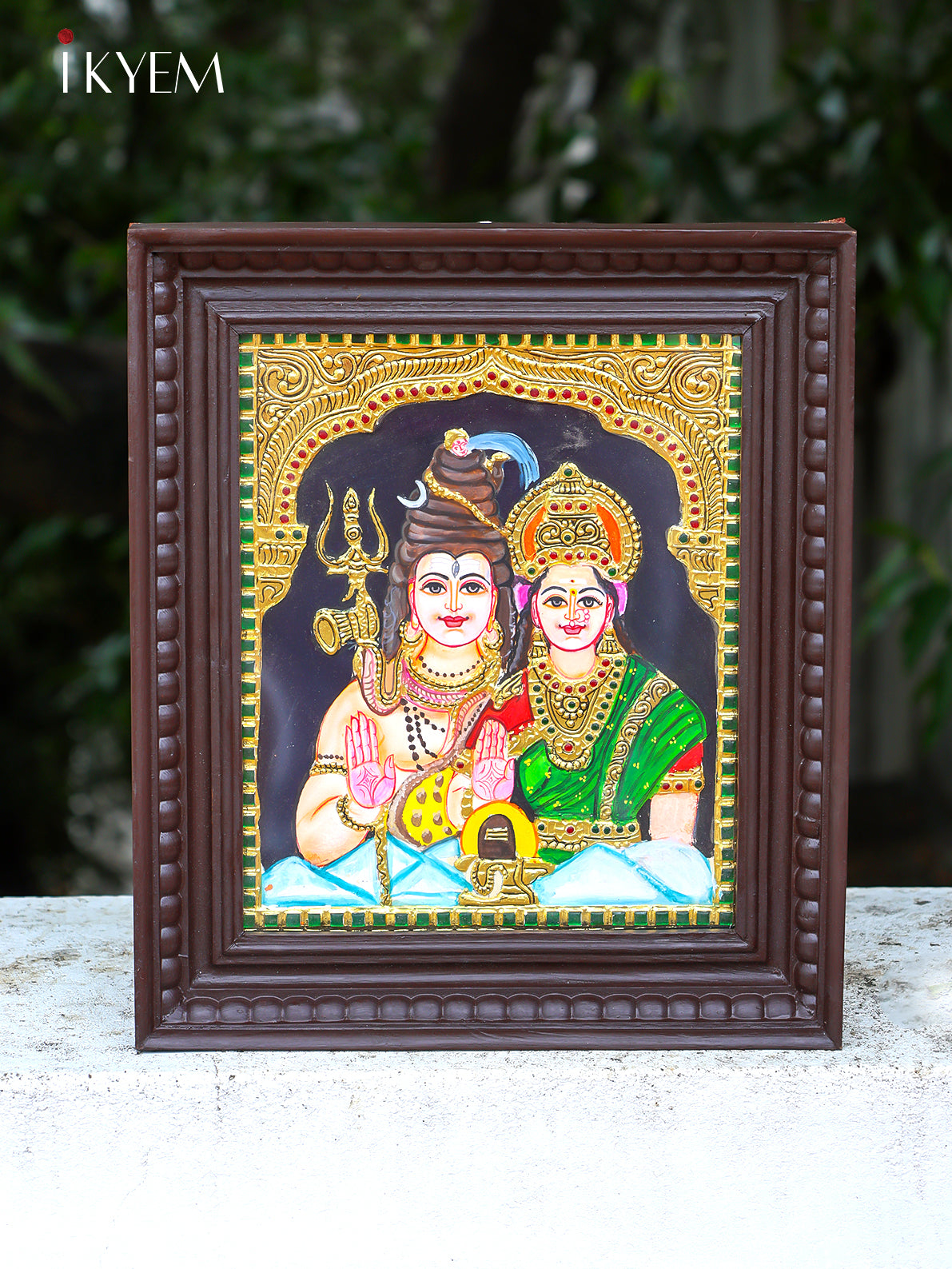 Lord Shiva Parvathi  - Tanjore Painting