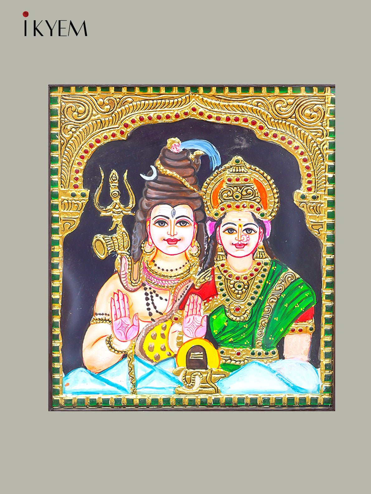 Lord Shiva Parvathi  - Tanjore Painting