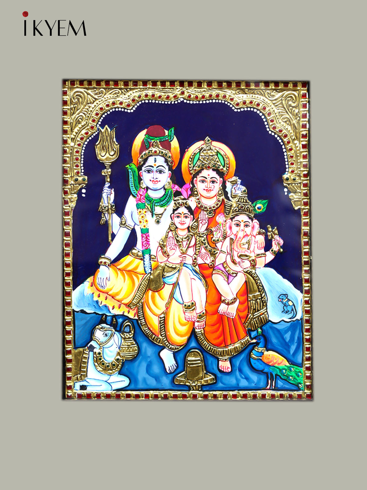 Shiva Parvathy Ganesha Murugan - Tanjore Painting