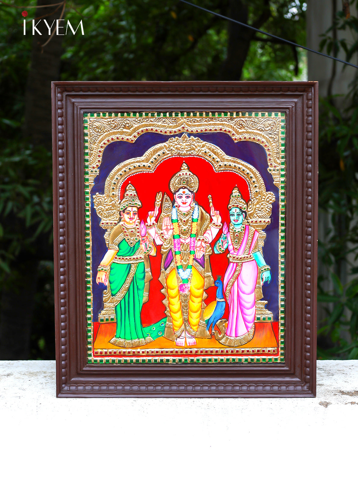 Murugan Valli Deivanai - Tanjore Painting