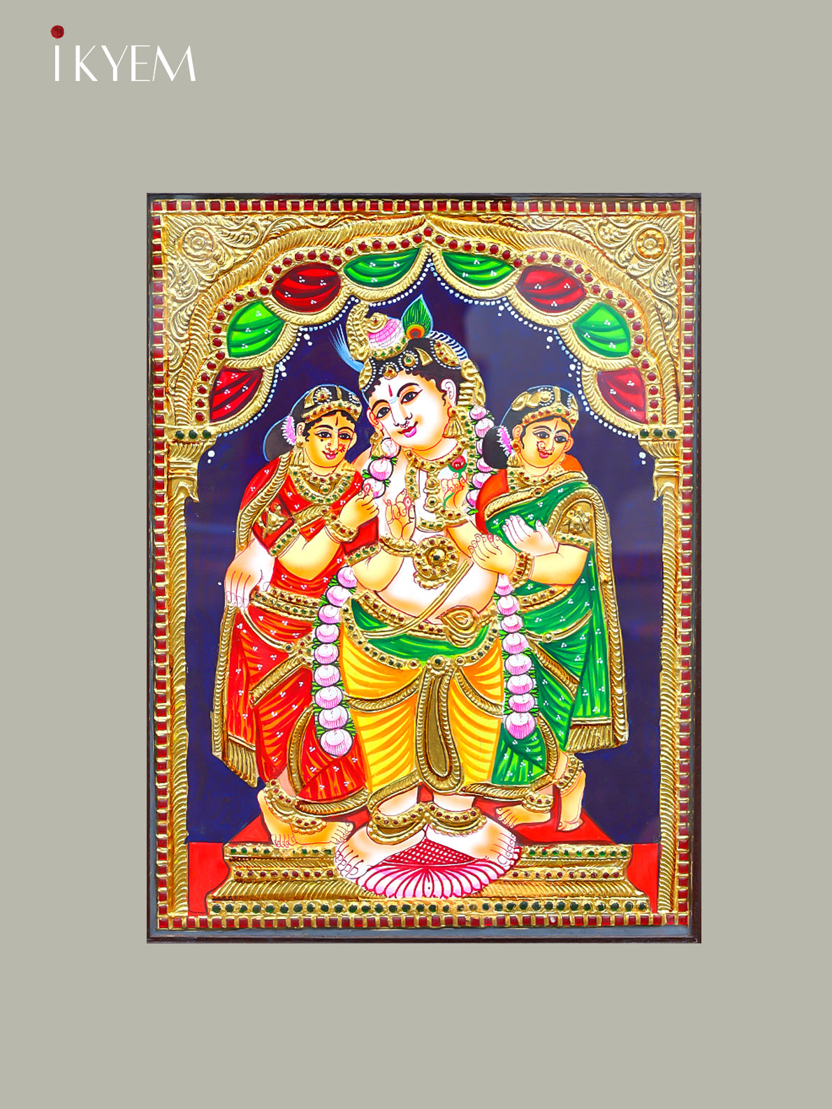 Bama rukmani Krishna -Tanjore Painting