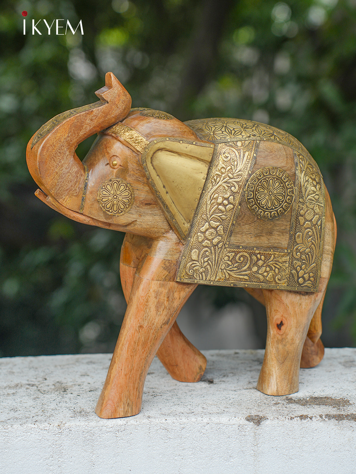 Elephant Wood with Brass Embellishments (33/18 inches)