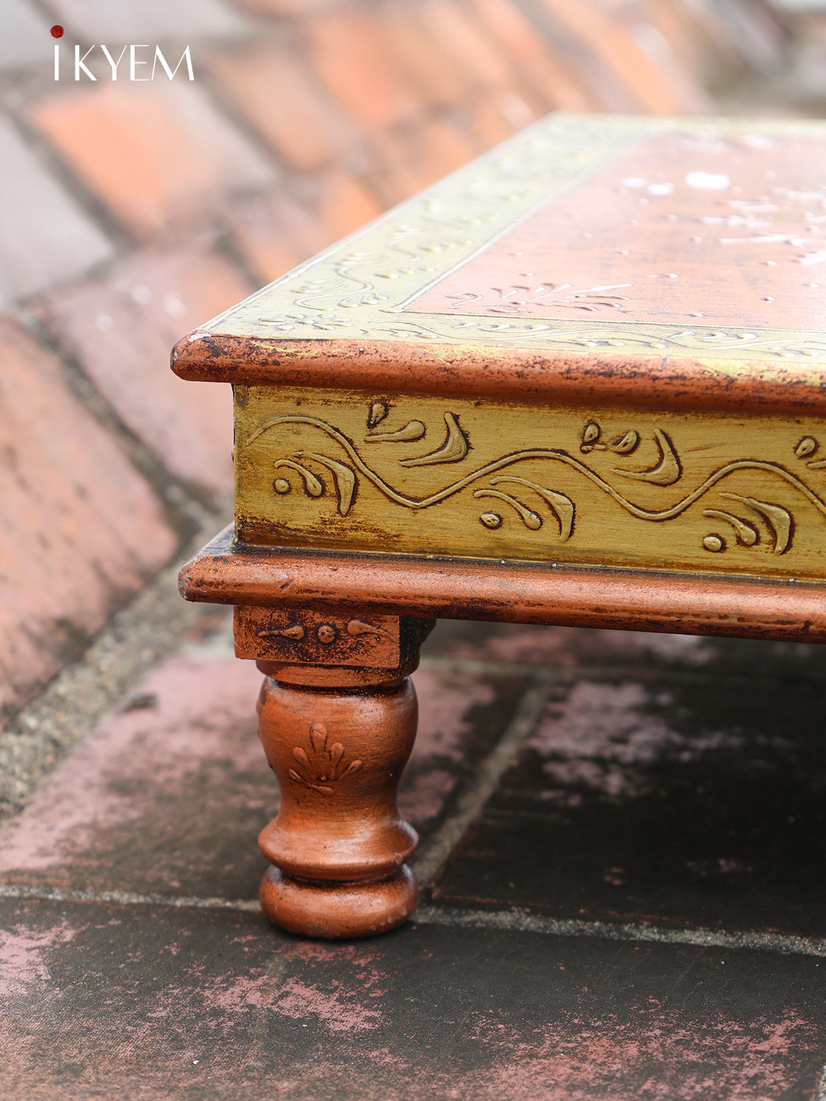 Wooden Stool With Floral Patterns