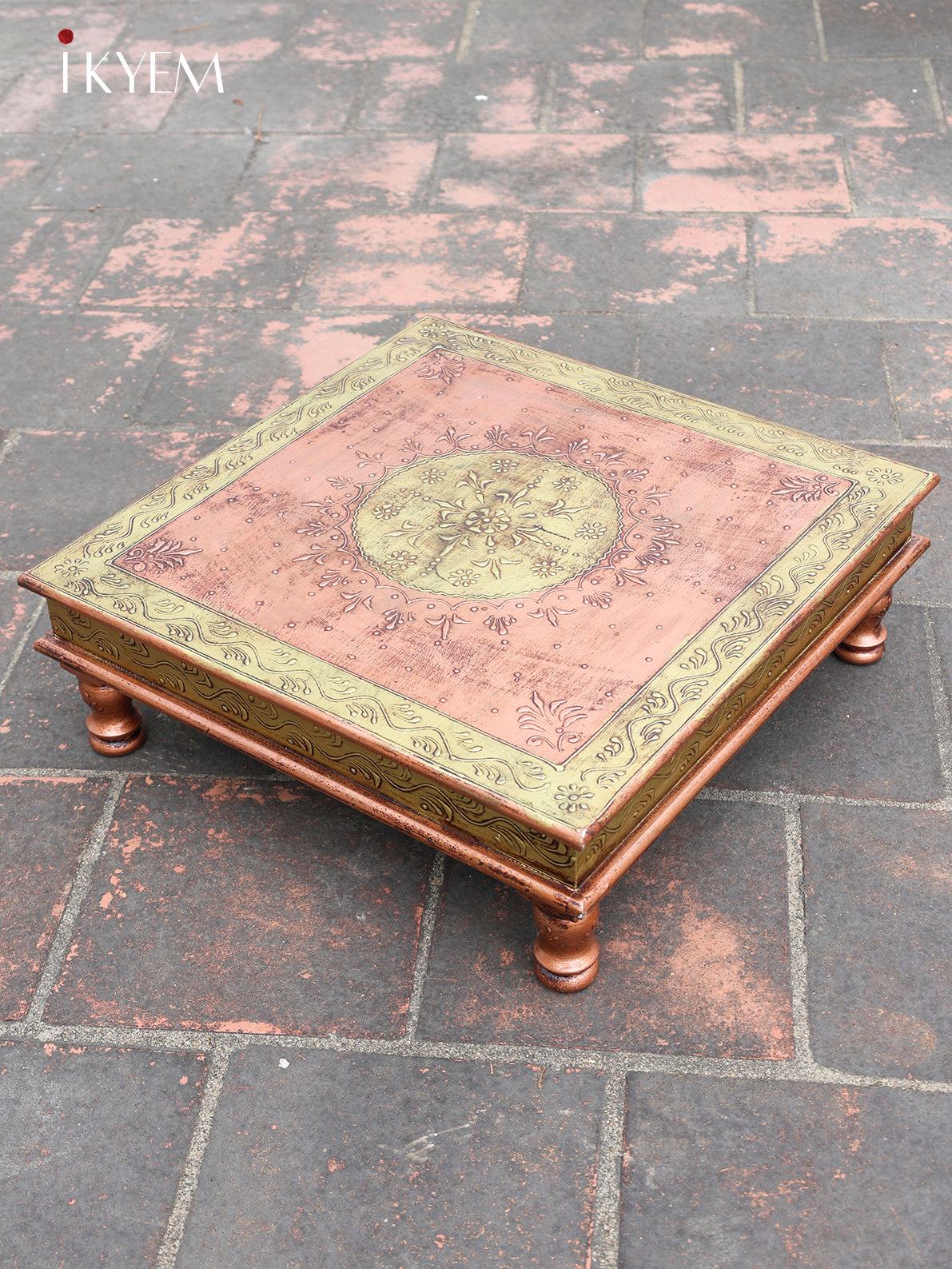 Wooden Stool With Floral Patterns