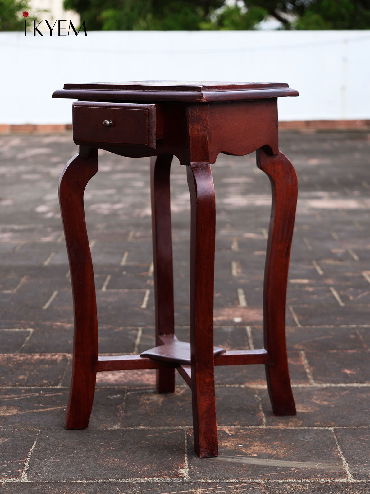 Wooden Stool with Tiles Pattern