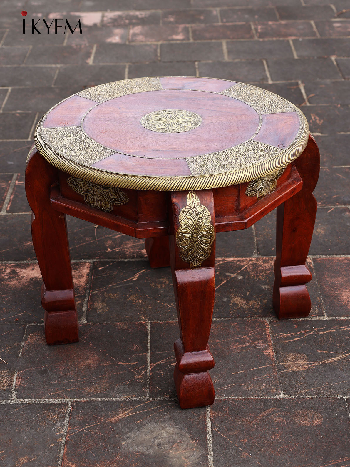 Wooden Table With Brass Embellishment