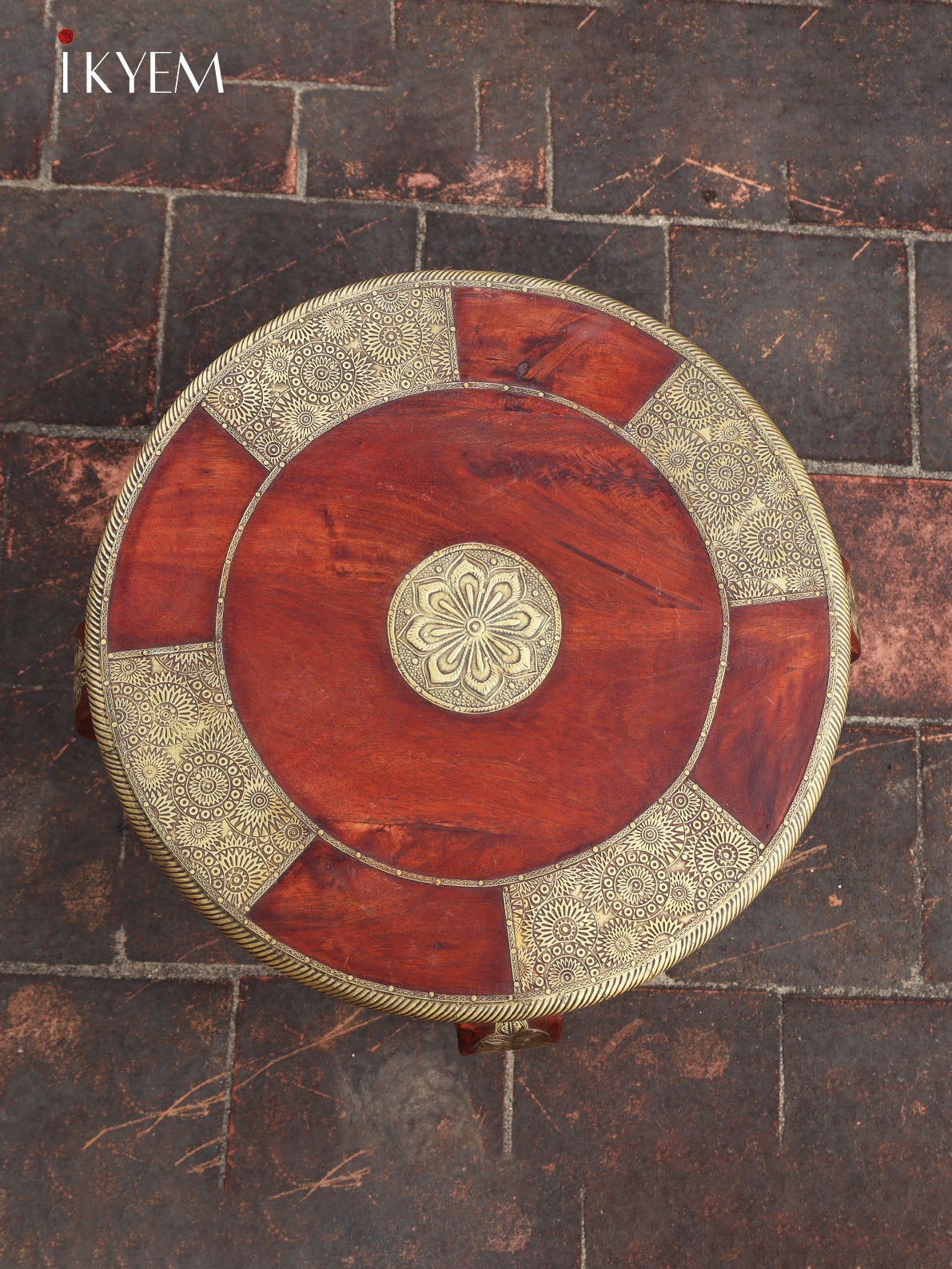 Wooden Table With Brass Embellishment