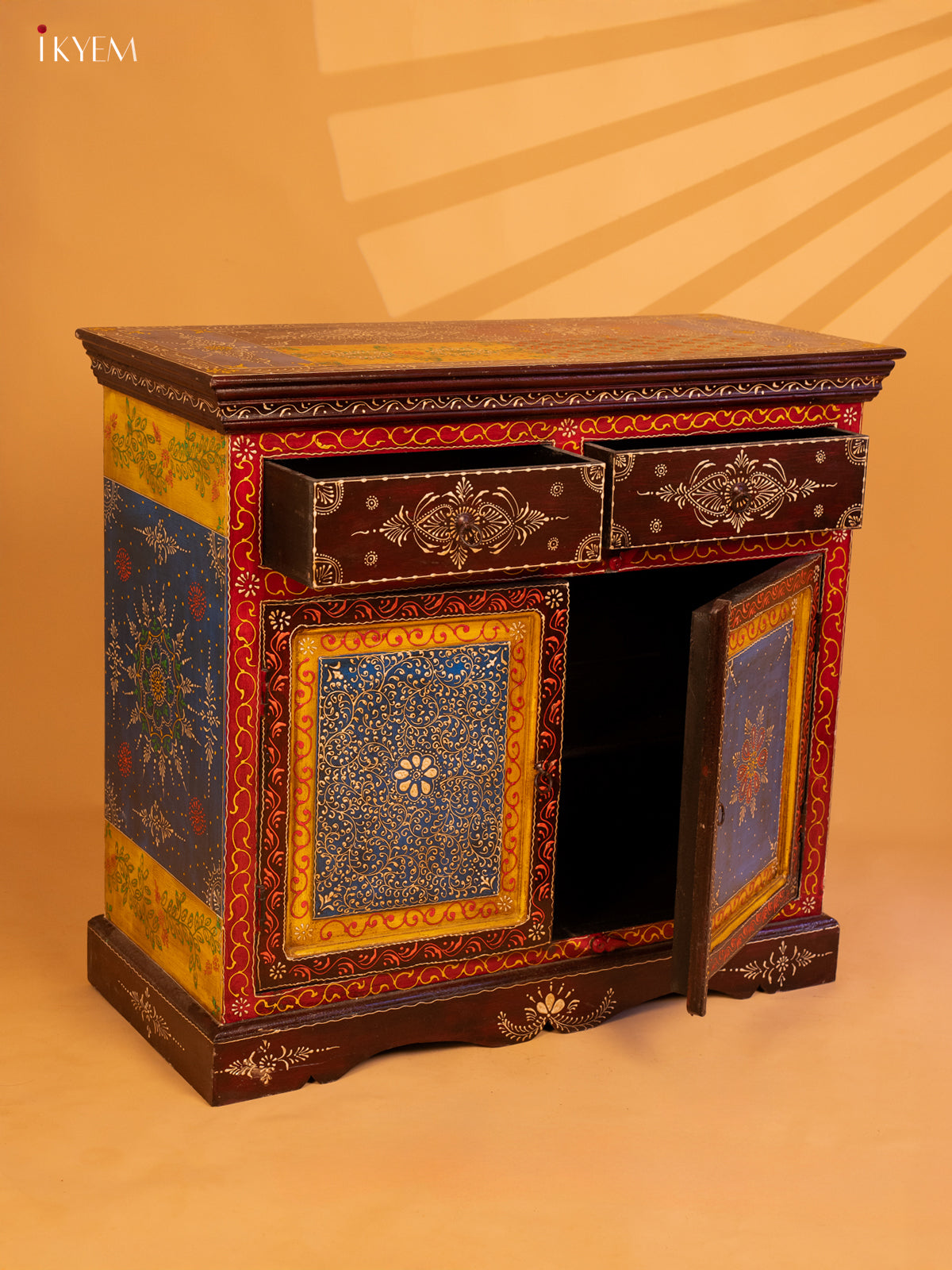 Hand Painted Wooden Bedside Table - 4IJ26124