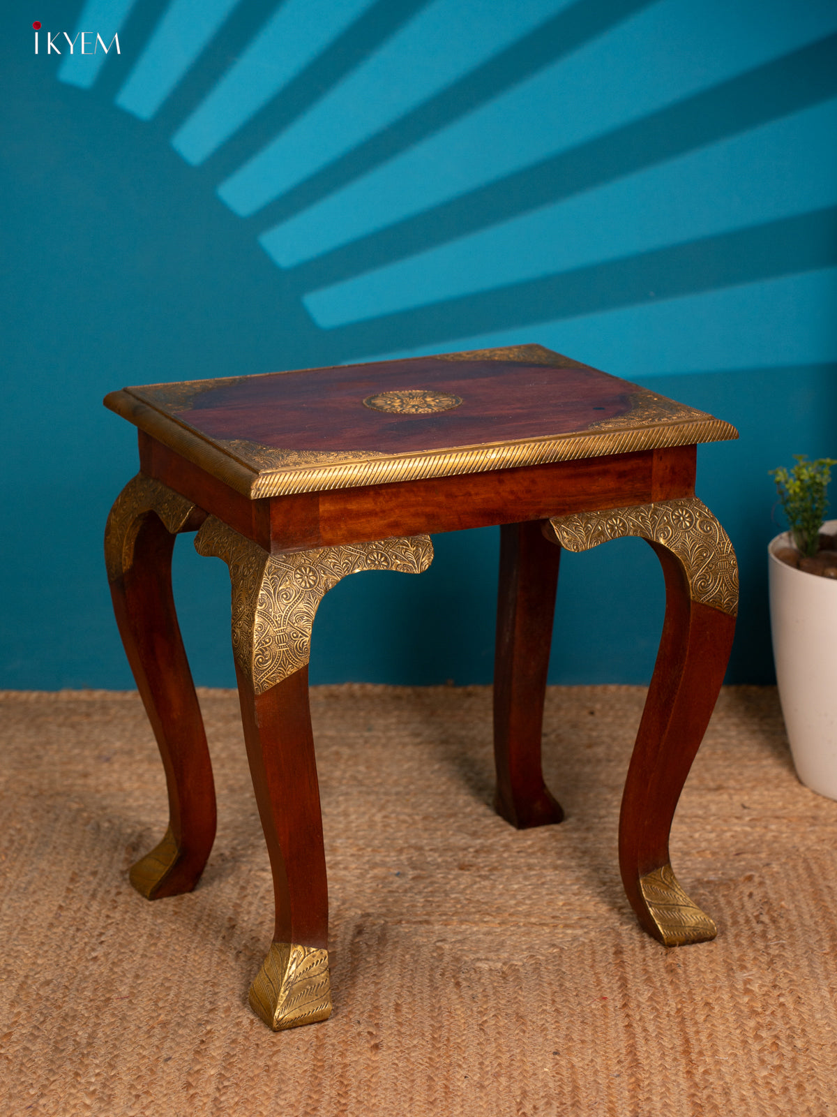 Wooden Brass Fitted Table - 4IJ26165