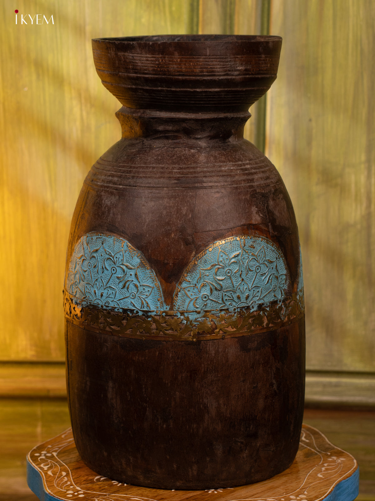 Hand Painted Wooden Flower Vase - 4IJ30089