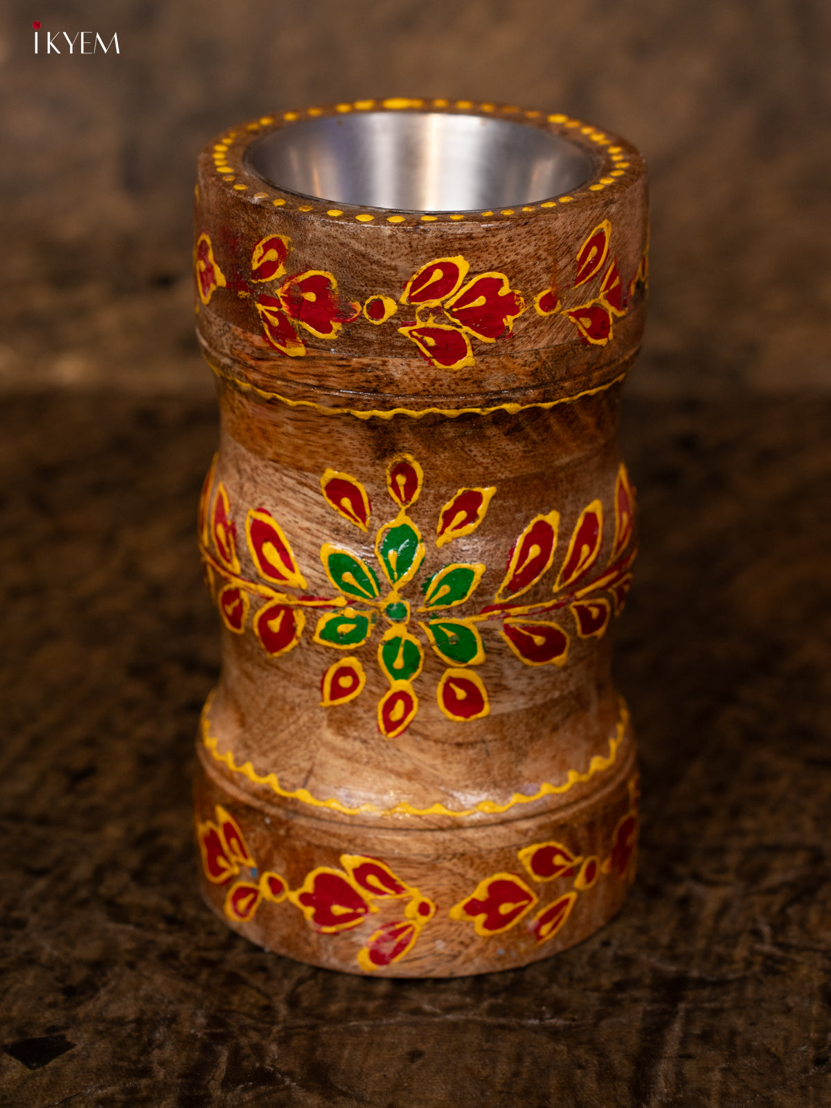 Hand Painted Wooden Candle Holder - 4IJ30122