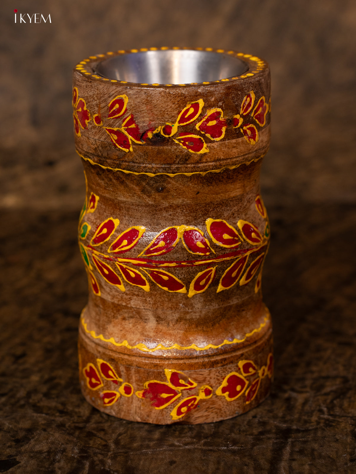 Hand Painted Wooden Candle Holder - 4IJ30122