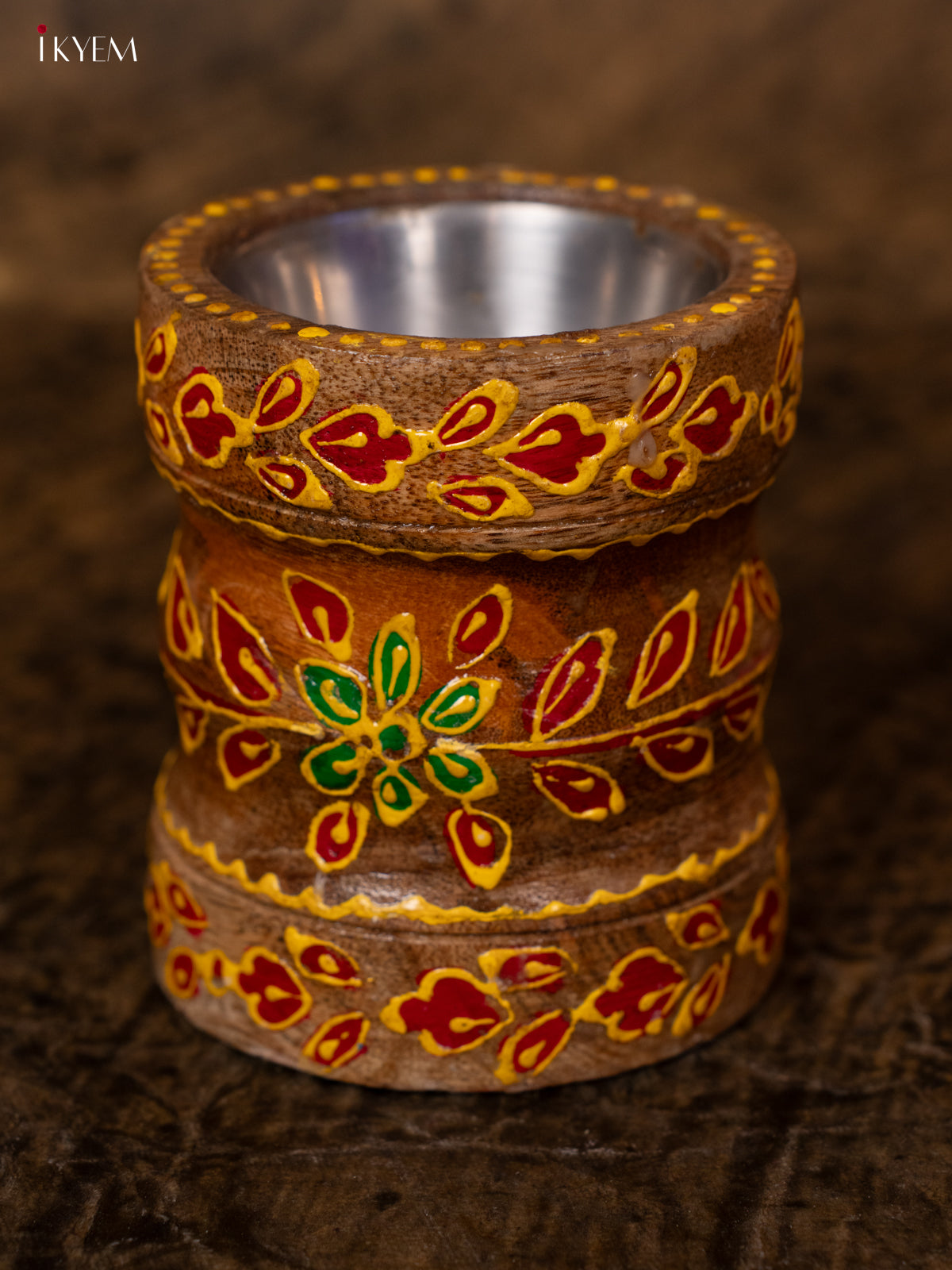 Hand Painted Wooden Candle Holder - 4IJ30135