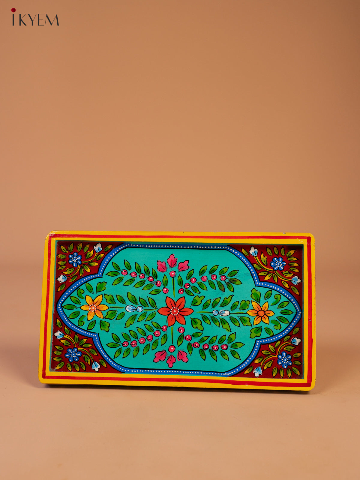 Vibrant Hand Painted Serving Tray With 2 Bowls