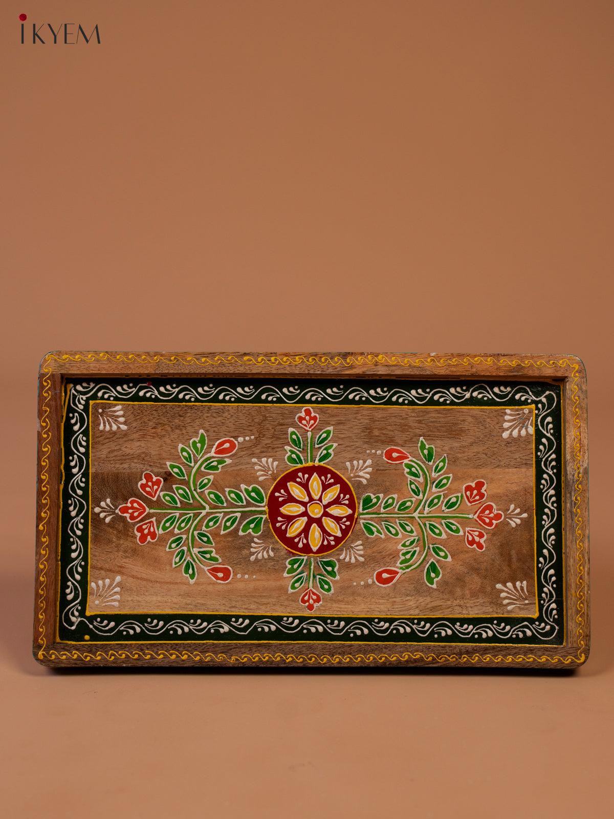 Hand Painted Wooden Serving Tray with  2 Bowls