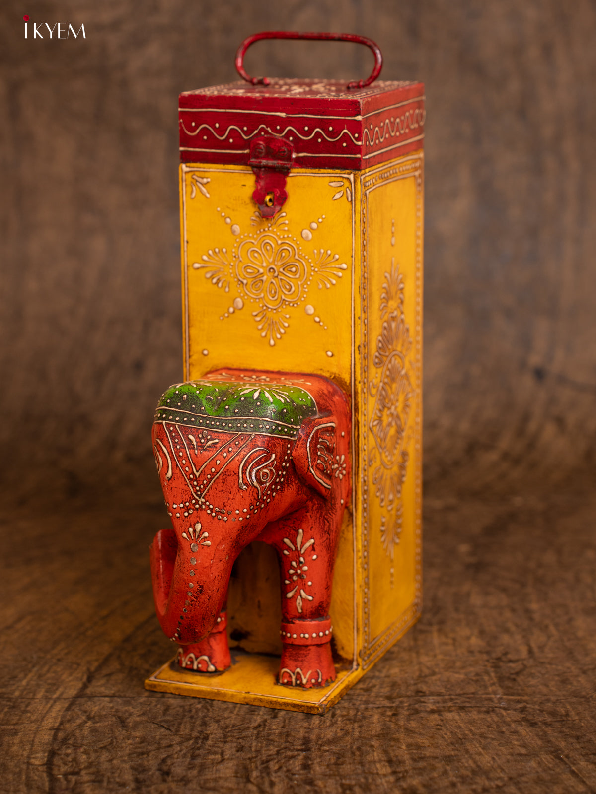 Wooden Hand Painted Elephant Box - 4JJ02001