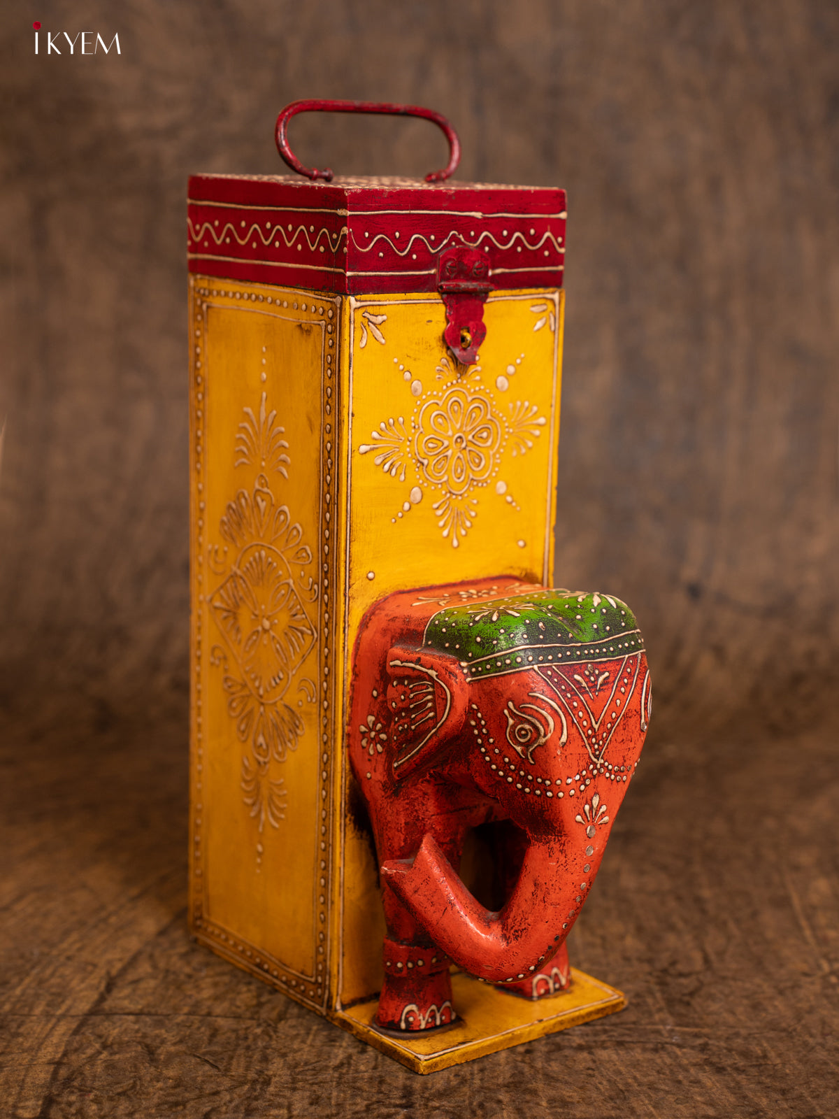 Wooden Hand Painted Elephant Box - 4JJ02001