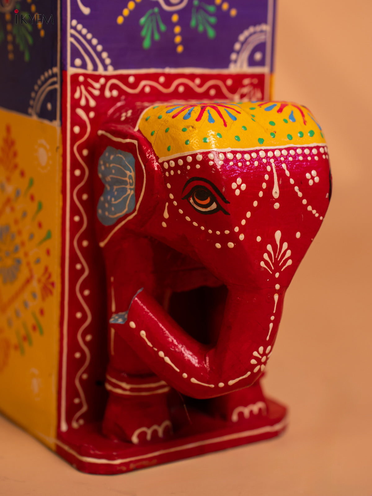 Wooden Multi colour Hand Painted Elephant Box - 4JJ02002