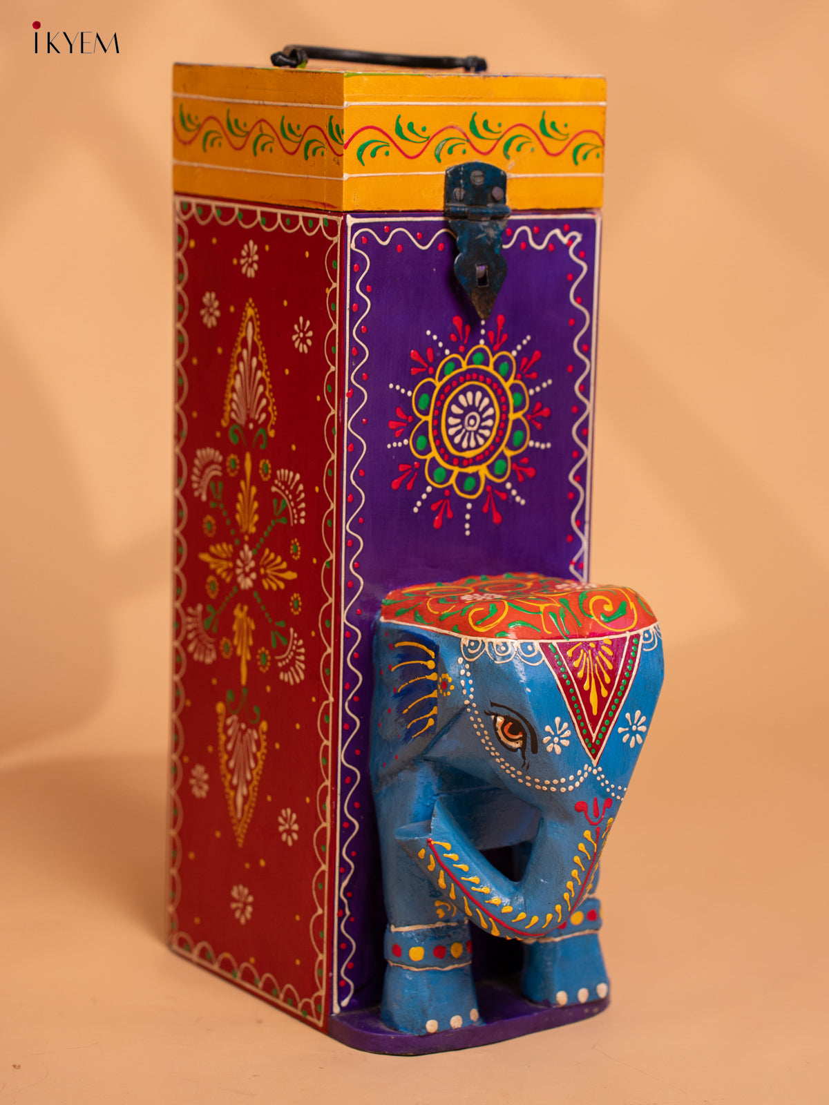 Wooden Multi colour Hand Painted Elephant Box - 4JJ02003