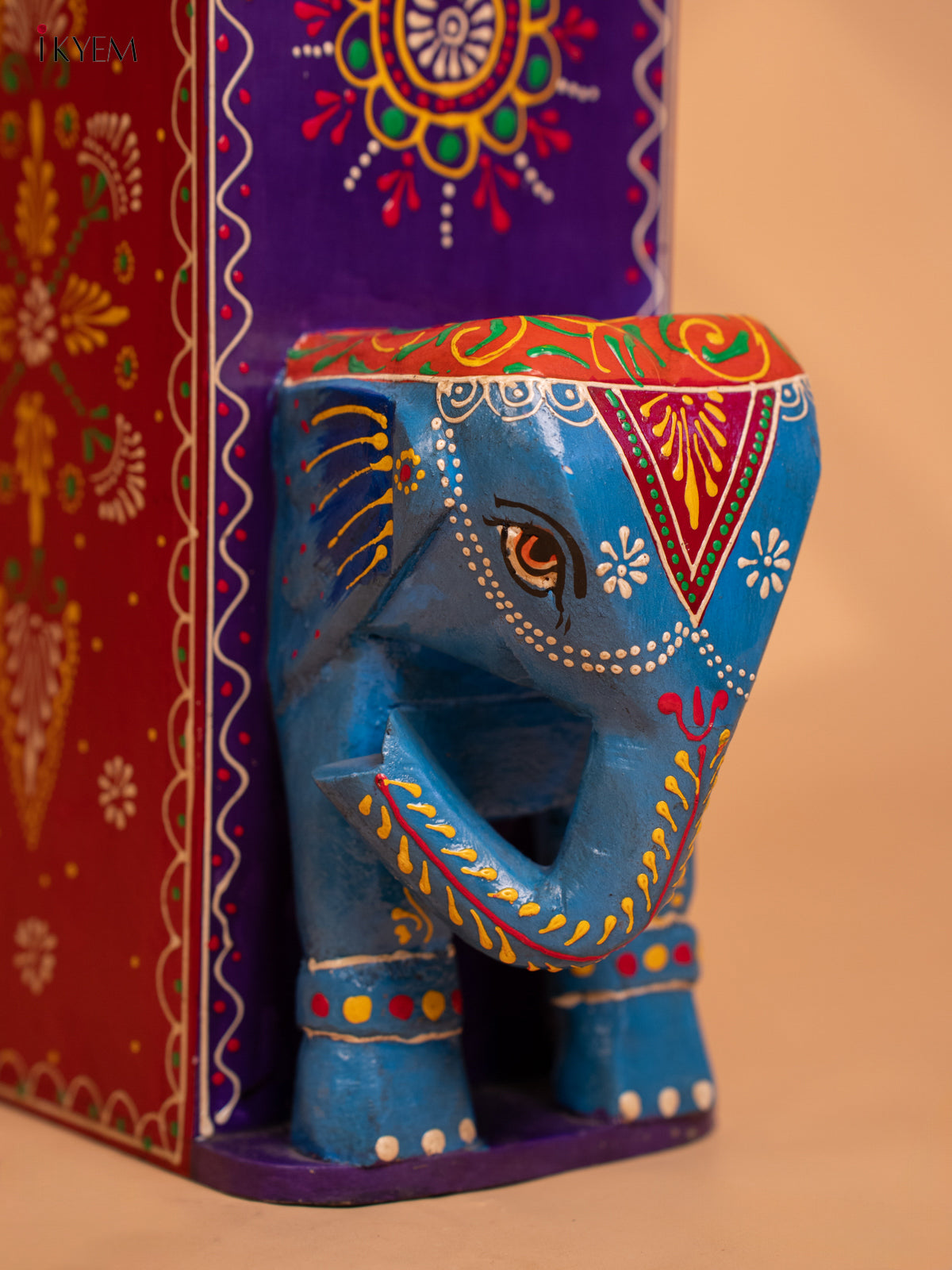 Wooden Multi colour Hand Painted Elephant Box - 4JJ02003