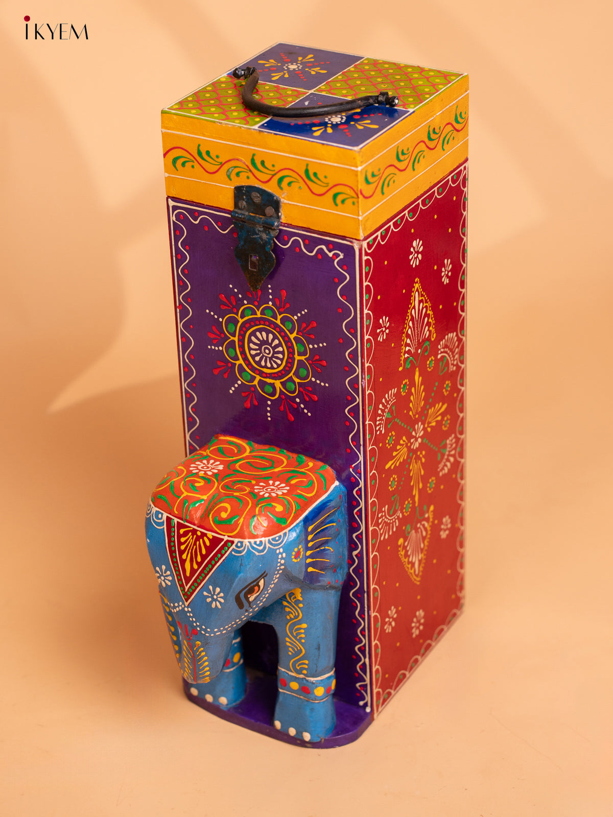 Wooden Multi colour Hand Painted Elephant Box - 4JJ02003