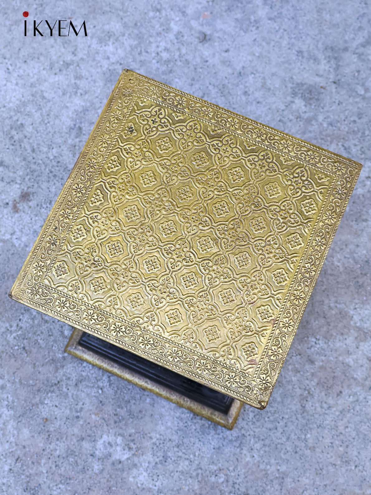 Antique Brass-Inlaid End Table