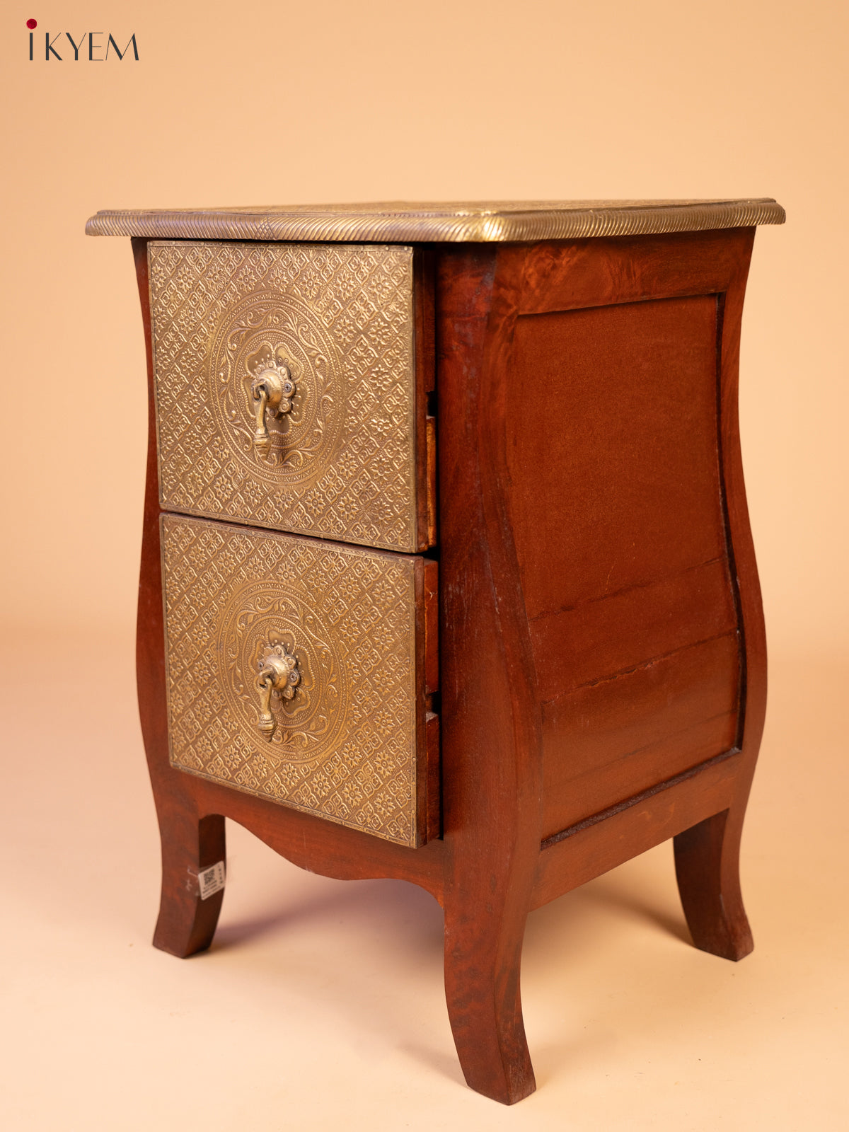 Wooden Brass Fitted Bedside Table - 4JJ04008