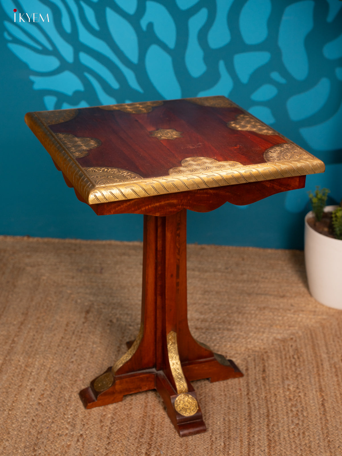 Wooden Table Brass Fitted - (25×20) Inch - 4JJ04017