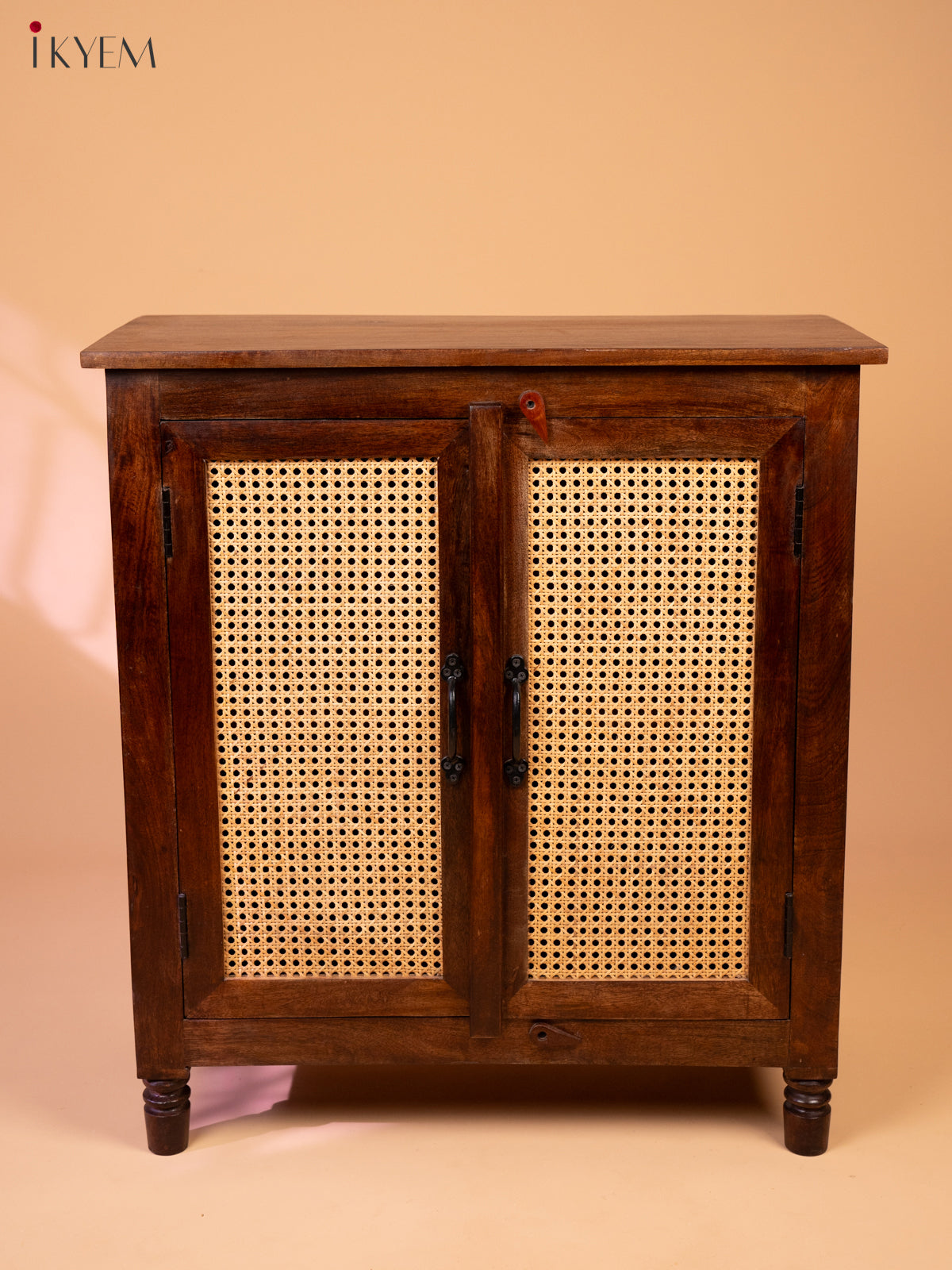 Ratan/Cane Paneled Wooden Cabinet