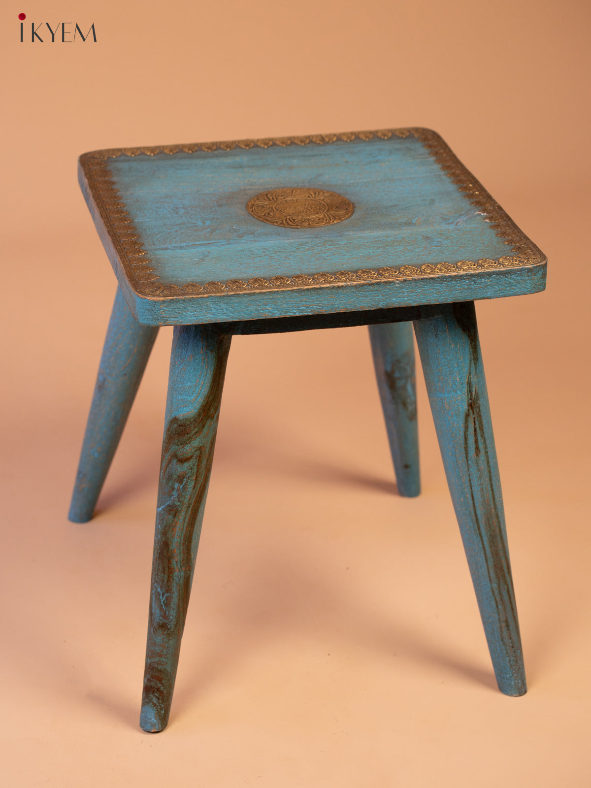 Vintage Side Table With Brass Accents