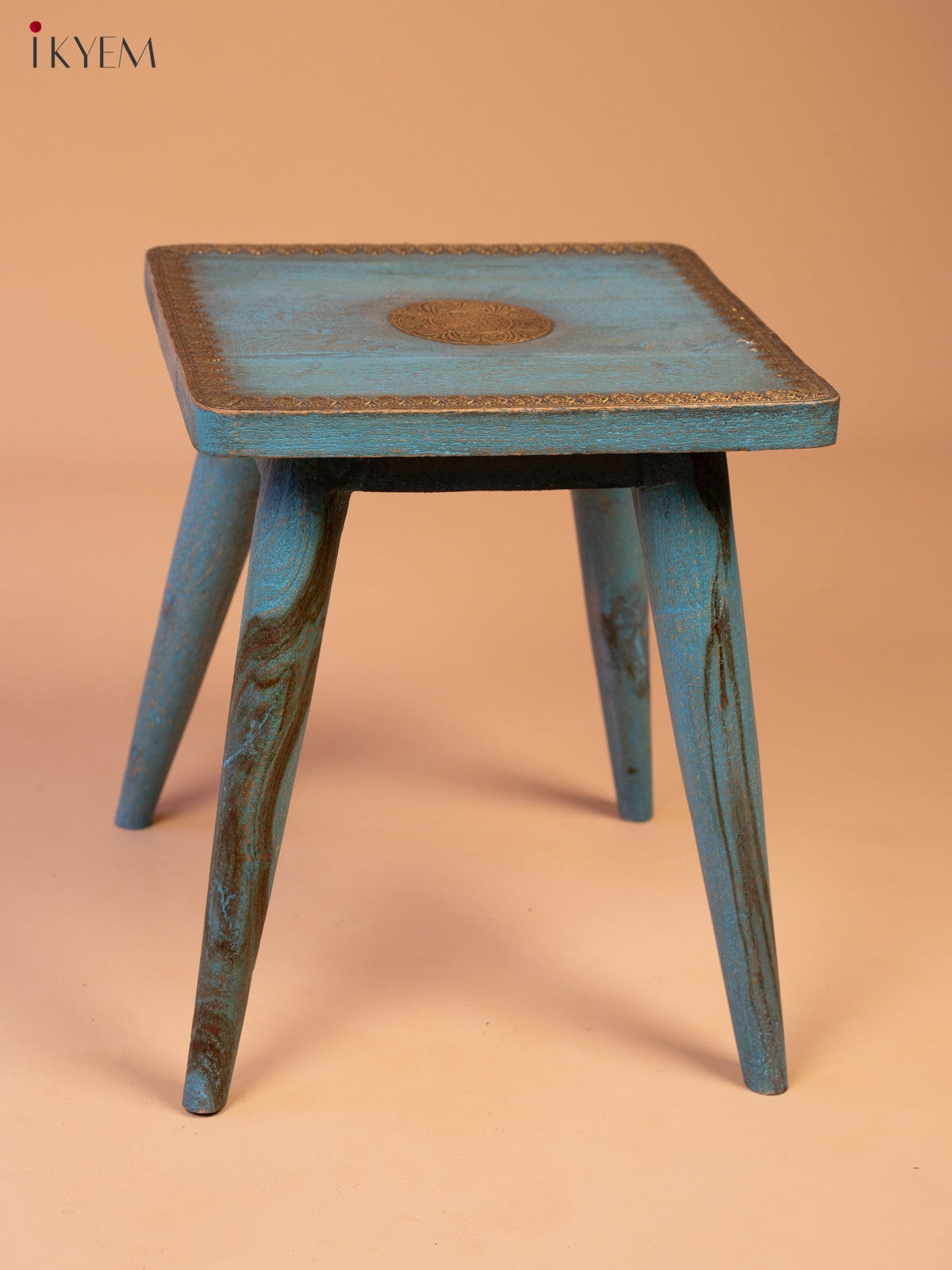 Vintage Side Table With Brass Accents